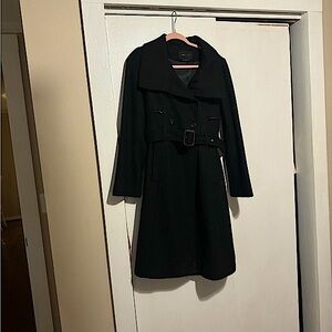 BCBG Black Long Peacoat! Like NEW